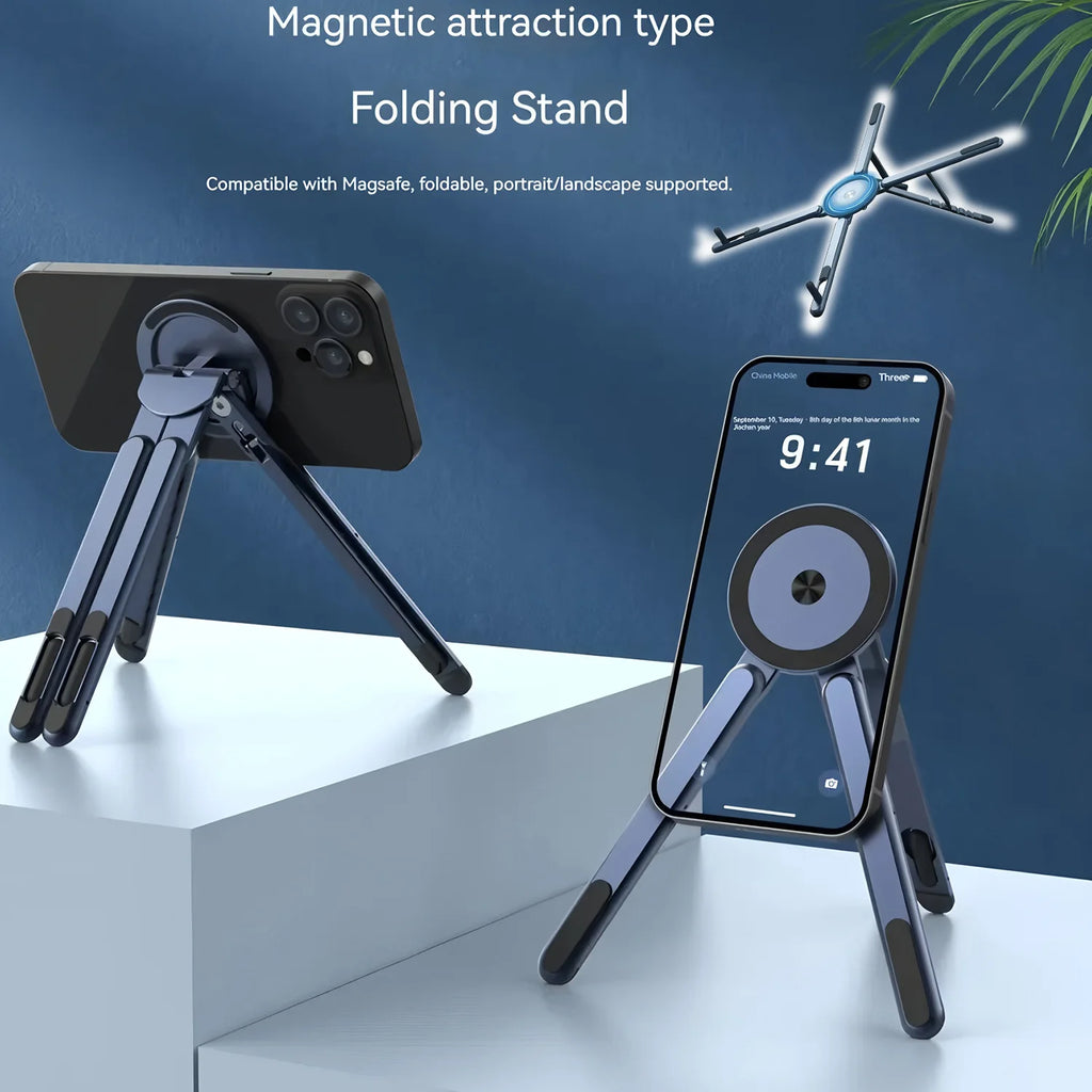 Multifunctional Magnetic Stand Phone Holder Handheld Selfle Stick Foldable Tripod Portable Desk Stand for Phone Tablet Laptop