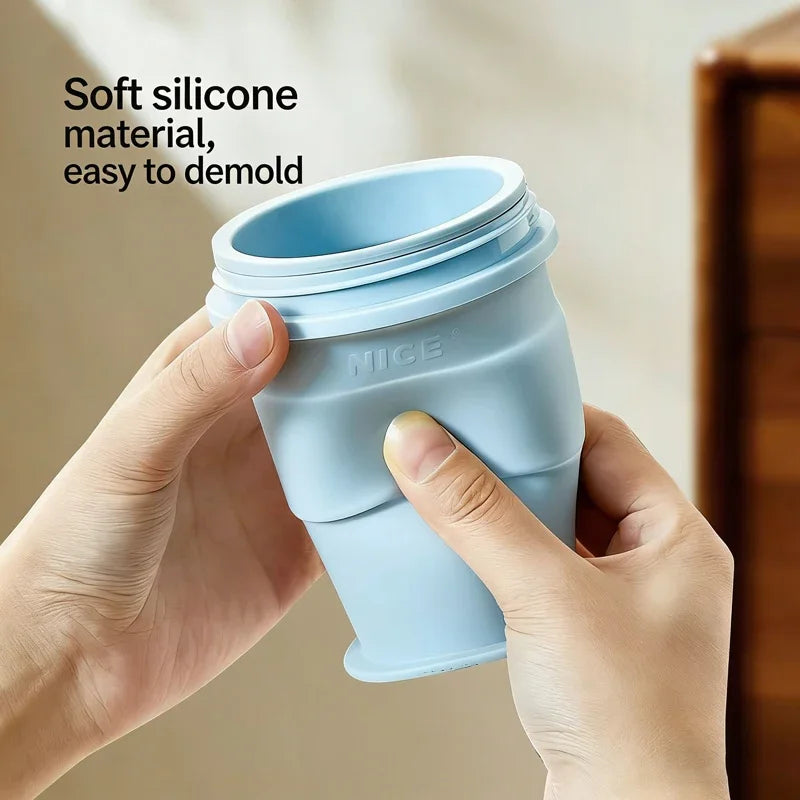 2-in-1 Portable Silicone Ice Ball Maker Cup Foldable Leak-Proof Travel Mug Kitchen Tools for Juice & Cocktails Summer Essential