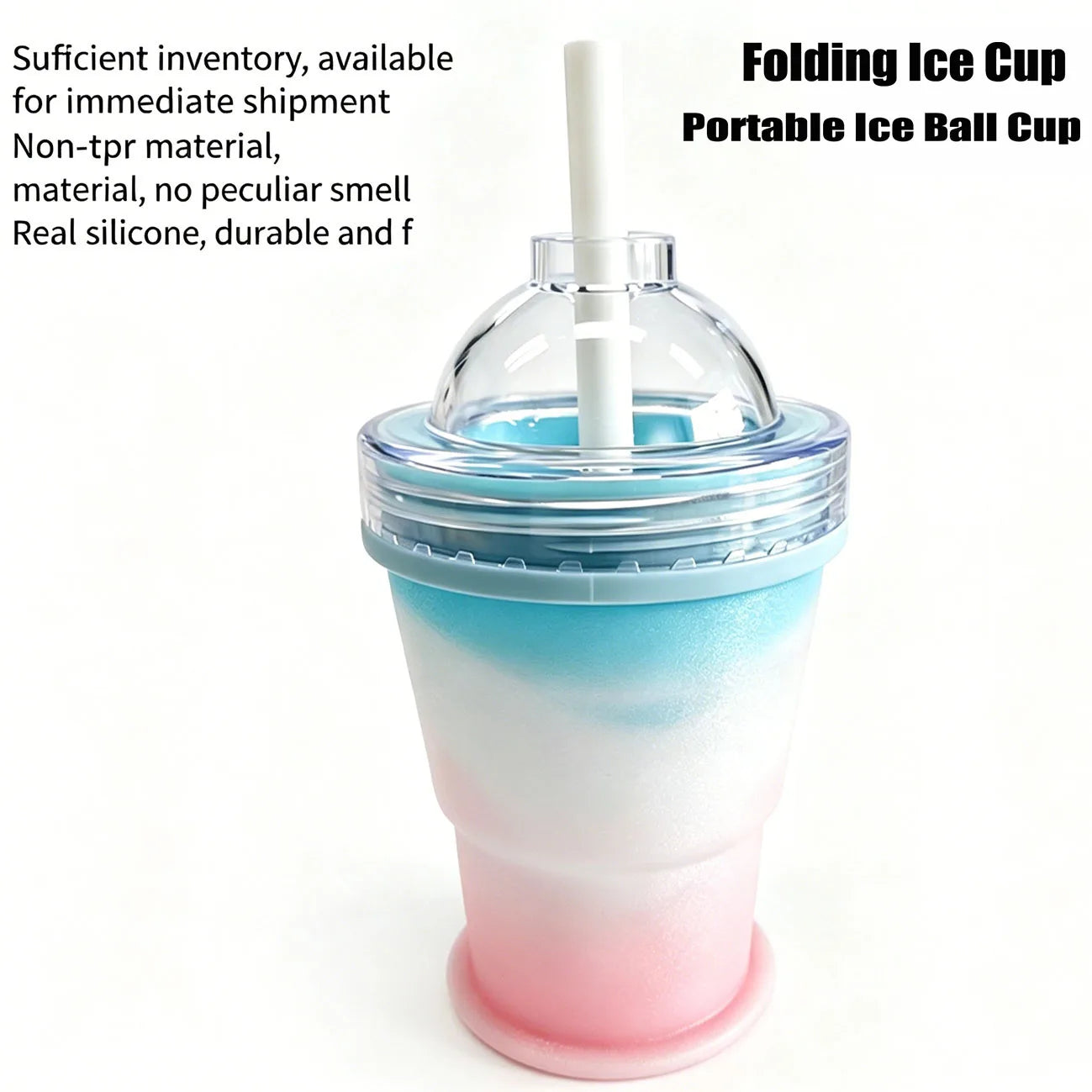 2-in-1 Portable Silicone Ice Ball Maker Cup Foldable Leak-Proof Travel Mug Kitchen Tools for Juice & Cocktails Summer Essential