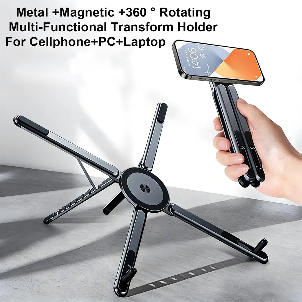 Multifunctional Magnetic Stand Phone Holder Handheld Selfle Stick Foldable Tripod Portable Desk Stand for Phone Tablet Laptop