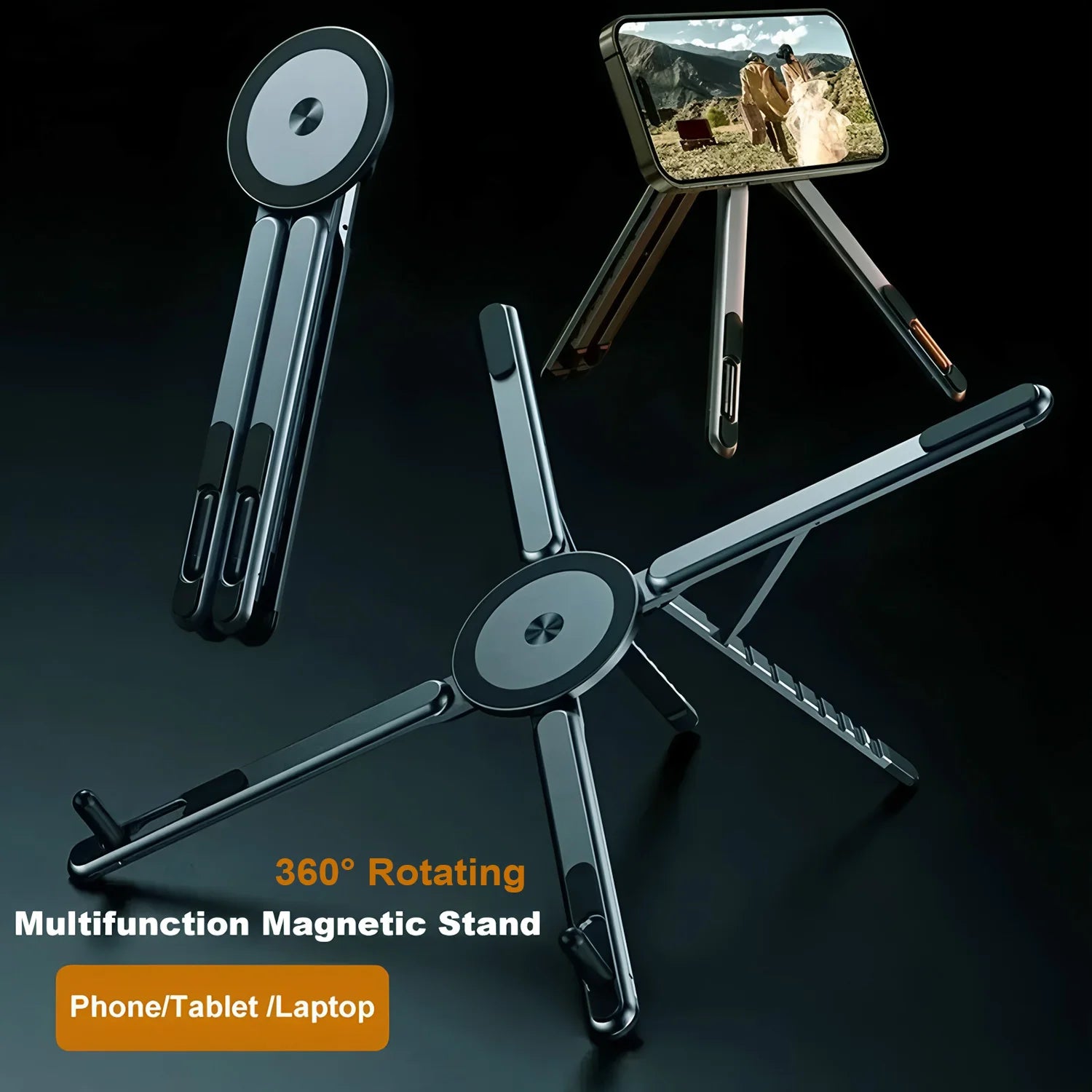 Multifunctional Magnetic Stand Phone Holder Handheld Selfle Stick Foldable Tripod Portable Desk Stand for Phone Tablet Laptop